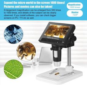 img 1 attached to High-Quality Digital Microscope With 4.3" LED Display Screen, 720P Video Recording, 10X-1000X Magnification Zoom, Perfect For Mobile Repair, Soldering, Jewelry Appraisal, And Biologic Investigations