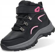 waterproof insulated snow boots for kids - non-slip, fur lined duck boots for boys and girls - ideal for winter outdoor activities - available in black - sizes 10-5.5 (little kid/big kid) logo