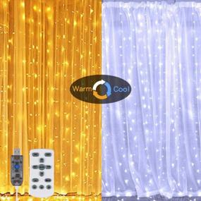 img 4 attached to OYE HOYE Exclusive 3 In 1 Color Curtain String Light 10Ft 300 LEDs Window Fairy String Lights Занавес Фон Оконные светильники с дистанционным управлением для свадьбы, украшения стен