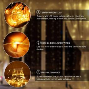 img 3 attached to OYE HOYE Exclusive 3 In 1 Color Curtain String Light 10Ft 300 LEDs Window Fairy String Lights Занавес Фон Оконные светильники с дистанционным управлением для свадьбы, украшения стен