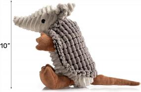 img 3 attached to Squeaky Armadillo Pet Plush Dog Chew Toy - Hollypet Dark Gray
