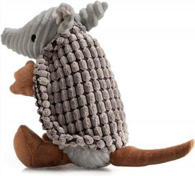 img 4 attached to Squeaky Armadillo Pet Plush Dog Chew Toy - Hollypet Dark Gray