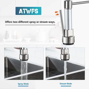 img 3 attached to 360° Swivel Spring Kitchen Faucet With Dual Function Sprayer And Two Spouts - ATWFS (Brushed Nickel Finish)