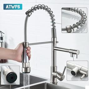 img 1 attached to 360° Swivel Spring Kitchen Faucet With Dual Function Sprayer And Two Spouts - ATWFS (Brushed Nickel Finish)
