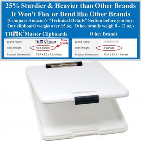img 3 attached to Think2Master White Plastic Storage Clipboard. 25% Heavier & 25% Sturdier Heavy Duty And Won’T Flex Or Bend Like Other Brands (Compare The Weight). Storage Compartment Holds 150 Letter Sized Paper