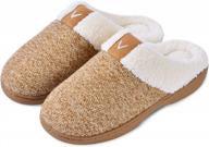 comfy & warm women's memory foam slippers with soft fleece lining, slip-resistant soles, ideal for indoor and outdoor use during winter logo