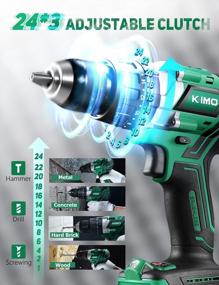 img 1 attached to KIMO 20V Brushless Hammer Drill, 800 In-Lb 1/2" Cordless Drill Driver W/Battery Fast Charger, Screwing Drilling Hammer Mode, Variable Speed Adjustable LED, Auxiliary Handle & Tool Bag