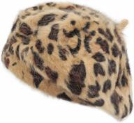 women's leopard print beret hat - stay warm in zlyc french style cap logo