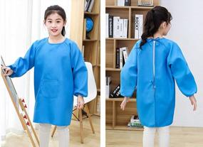 img 1 attached to 2-Pack Long-Sleeved Kids Art Smocks With Pockets For Painting, Gardening & Eating