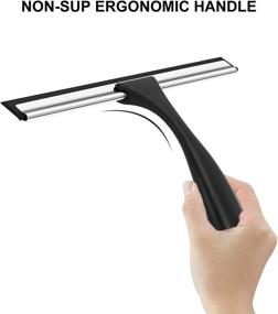 img 1 attached to SetSail Shower Squeegee - Stainless Steel Window & Glass Door Cleaner for Bathroom - Heavy-Duty, Non-Slip Handle - 10 Inches