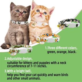 img 2 attached to 🌸 Floral Cat Collars Set: 3 Pack with Bell & Breakaway Safety - Adjustable Kitten Collar Bundle featuring Flower Charms for Cats, Kittens, and Small Dogs - Cute Daisy Pattern Pet Collar Perfect for Spring!