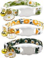 🌸 floral cat collars set: 3 pack with bell & breakaway safety - adjustable kitten collar bundle featuring flower charms for cats, kittens, and small dogs - cute daisy pattern pet collar perfect for spring! logo