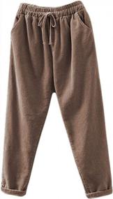img 4 attached to Casual Comfort: Tebreux Women'S Corduroy Pants With Elastic Waist And Ankle-Length
