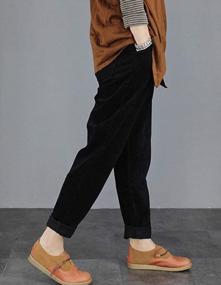 img 2 attached to Casual Comfort: Tebreux Women'S Corduroy Pants With Elastic Waist And Ankle-Length