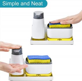img 1 attached to Kitchen Sink Soap Dispenser Caddy With Sponge Holder And Non-Slip Tray - Innovative Dishwashing Liquid Pump For SUBEKYU