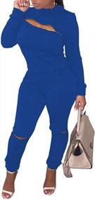 img 4 attached to ECHOINE Women'S Sexy 2 Piece Outfits Tracksuit Bodycon Jumpsuits Crew Neck Top Long Pant Skinny Joggers Sportswear Set