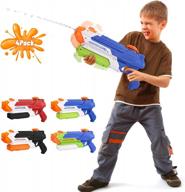 get ready for summer fun with beewarm water guns - 900 cc long range super soakers - perfect gift for kids and adults - red (4 packs) logo