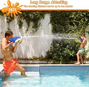 img 2 attached to Get Ready For Summer Fun With Beewarm Water Guns - 900 CC Long Range Super Soakers - Perfect Gift For Kids And Adults - Red (4 Packs)