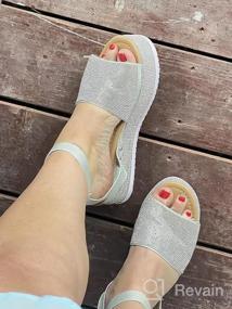 img 5 attached to Sparkling Crystal Platform Sandal With Ankle Strap For Women: Aquapillar Rhinestone Glitter Flatform