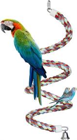 img 4 attached to 🐦 KINTOR 83-inch Natural Colorful Bead Rope Bungee Perch Bird Toy for Small to Medium Parrots