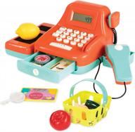 battat cash register toy playset - fun and interactive pretend play for kids with 26 accessories in orange color logo