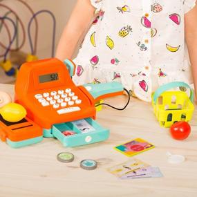 img 2 attached to Кассовый аппарат Battat Toy Playset - веселая и интерактивная имитация игры для детей с 26 аксессуарами оранжевого цвета.