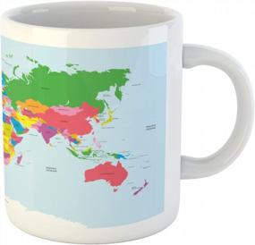 img 3 attached to Исследуйте мир с кружкой с политической картой Ambesonne - керамической кружкой на 11 унций в классических цветах Европы, Америки, Азии и Африки для ежедневной дозы кофе, чая и других напитков!
