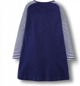 img 3 attached to Striped Jersey Dresses For Girls: Youlebao Cotton Long Sleeved Casual With Cartoon Appliques