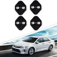 4-pack black soft ppe plastic door latch lock cover compatible with toyota yaris, 🔒 corolla, camry, highlander, tundra accessories parts - anti-corrosion buckle caps, decals, and stickers for interior decorations. logo