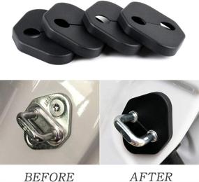 img 3 attached to 4-Pack Black Soft PPE Plastic Door Latch Lock Cover Compatible with Toyota Yaris, 🔒 Corolla, Camry, Highlander, Tundra Accessories Parts - Anti-Corrosion Buckle Caps, Decals, and Stickers for Interior Decorations.