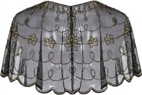 img 1 attached to Женская шаль 1920-х годов PrettyGuide, расшитая бисером и пайетками, вечерняя накидка-болеро, накидка-флаппер