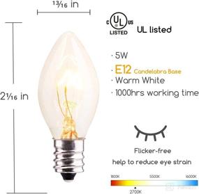 img 3 attached to 🎄 25 Pack Clear Replacement Light Bulbs for C7 E12 Base Christmas String Lights - Classic Holiday Season Stranger Things Party Indoor Outdoor Garage Garden Backyard Cafe Decoration