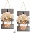 charming rustic grey mason jar sconces with led lights and silk hydrangea - perfect for home and kitchen decor [set of 2] logo