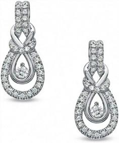 img 2 attached to Dazzle Your Loved One With 0.10 Cttw Diamond Love Knot Earrings - Sterling Silver Earrings For Women