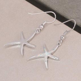 img 1 attached to CiNily Dangle Drop Earrings For Women Girls 18K Gold Plated Opal Earrings Sea Jewelry Ocean Earrings