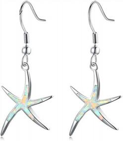img 4 attached to CiNily Dangle Drop Earrings For Women Girls 18K Gold Plated Opal Earrings Sea Jewelry Ocean Earrings
