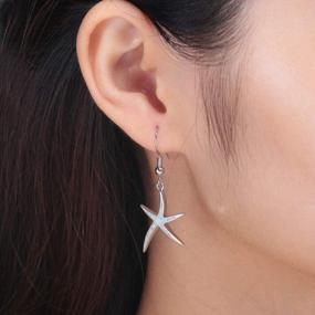 img 2 attached to CiNily Dangle Drop Earrings For Women Girls 18K Gold Plated Opal Earrings Sea Jewelry Ocean Earrings