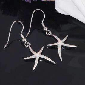 img 3 attached to CiNily Dangle Drop Earrings For Women Girls 18K Gold Plated Opal Earrings Sea Jewelry Ocean Earrings