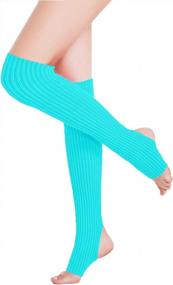 img 2 attached to Get Ready To Party With V28 Women'S Neon Knit Leg Warmers - Perfect For 80S Dance, Sports, And Yoga!