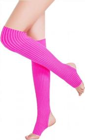 img 3 attached to Get Ready To Party With V28 Women'S Neon Knit Leg Warmers - Perfect For 80S Dance, Sports, And Yoga!