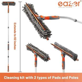 img 3 attached to 🪟 eazer Squeegee Window Cleaner 2-in-1 Rotatable Window Cleaning Tool Kit with Extension Pole, 62‘’ Window Washing Equipment for Indoor/Outdoor Car Glass, Bendable Head Included
