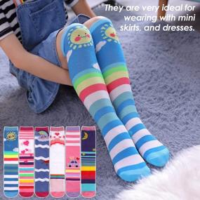 img 2 attached to MQELONG 3-12 Year Old Girls Knee High Socks Kids Cute Crazy Funny Animal Pattern Long Boot Socks 6 Pairs