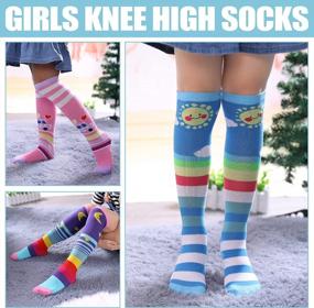 img 3 attached to MQELONG 3-12 Year Old Girls Knee High Socks Kids Cute Crazy Funny Animal Pattern Long Boot Socks 6 Pairs