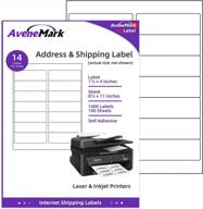 avenemark adhesive 1-1/3" x 4" inch labels, 14 labels per sheet,100 sheets - blank white matte - printable mailing address stickers for inkjet/laser printers - 1400 labels logo