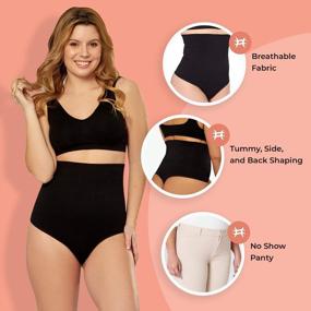 img 1 attached to Shapermint High Waist Shapewear Thong: Tummy Control & Compression For Women