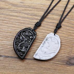 img 1 attached to Ожерелья для пар с драконом-фениксом из натурального камня для подходящих нарядов и модных аксессуаров
