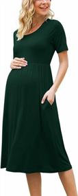 img 4 attached to Stylish And Practical: Xpenyo Women'S Short Sleeve Maternity Dress With Pockets