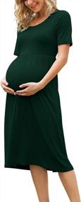 img 3 attached to Stylish And Practical: Xpenyo Women'S Short Sleeve Maternity Dress With Pockets
