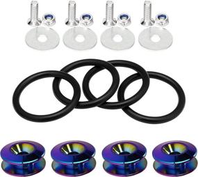 img 4 attached to 🔩 Rolling Gears JDM Bumper Quick Release Front Rear Bumper Fasteners - Neo Chrome (4 Piece Set) with 4 x O-Ring