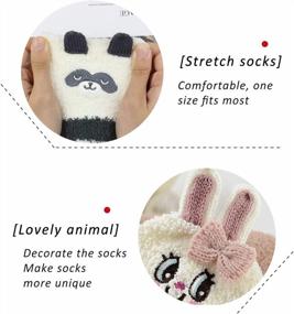 img 1 attached to Winter Warm Plush Slipper Socks For Women - Fluffy Cozy Fuzzy Crew Socks With 3D Animal Designs Perfect For Christmas